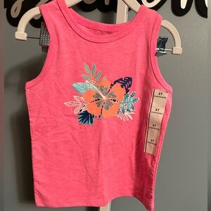 Cat & Jack Neon Pink Tropical Floral Tank Top NWT 3T